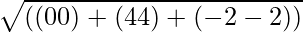 \sqrt{((0×0)+(4×4)+(-2×-2))}